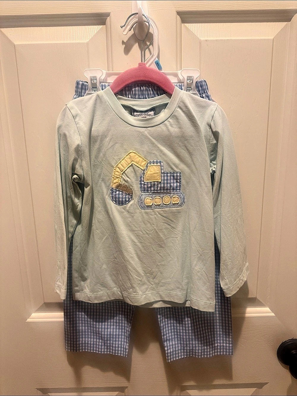 Three Sisters Excavator Applique Long Sleeve Pant Set Baby 3T